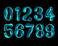 Numbers are made of luminous viscous liquid on black background Royalty Free Stock Photo