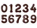 Numbers made of melted chocolate in high resolution