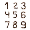 Numbers made up of coffee beans. Isolated on a white Royalty Free Stock Photo