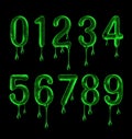 Numbers are made of viscous liquid on a black background