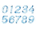 Numbers made of water splashes on a white background