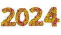 Numbers 2024 made from Zinnias flowers