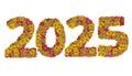 Numbers 2025 made from Zinnias flowers