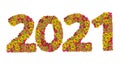 Numbers 2021 made from Zinnias flowers