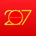 2017 numbers of new year on red gradient background