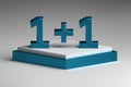 Numbers One plus One standing on pedestal Royalty Free Stock Photo