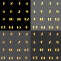 Numbers one to fifteen gold Royalty Free Stock Photo