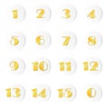 Numbers one to fifteen gold in a white paper circle Royalty Free Stock Photo