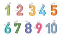 Numbers one to ten or 1-10 for kids math learning outline collection set