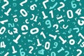 numbers pattern, teal background, white numbers, seamless repeating pattern, seamless