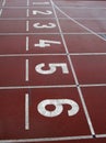 Numbers on Red Race Track Royalty Free Stock Photo