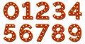 Numbers in retro electric lamp style. Vintage font