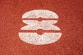 Numbers running track rubber cover texture top view Royalty Free Stock Photo