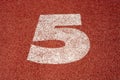 Numbers running track rubber cover texture top view Royalty Free Stock Photo