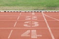 Numbers on running track.