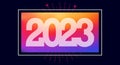 Numbers 2023 with salute on a gradient background. Merry Christmas and happy New Year 2023. Vector illustration Royalty Free Stock Photo