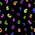 Numbers seamless pattern. Colored numeral.