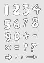 Numbers set in hand drawn style.Number doodles illustration Royalty Free Stock Photo