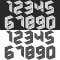 Numbers set isometric geometric shape, black and white creative idea hipster monogram digits form in the perspective. Collection Royalty Free Stock Photo
