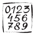 Numbers sketch brush handwritten style design. Figures calligraphy vector illustration.