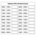 Numbers Subtract. basic kid subtract worksheet. Math chart for subtraction operations in school. Royalty Free Stock Photo