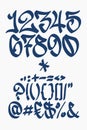 Numbers and symbols - Graffiti font - Hand written Royalty Free Stock Photo