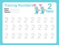 Trace and write number for children. Exercise for children to recognize the number Royalty Free Stock Photo