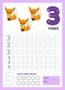 Numbers tracing worksheet for kids. Graphic task.