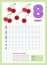 Numbers tracing worksheet for kids. Graphic task.