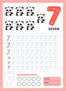 Numbers tracing worksheet for kids. Graphic task.