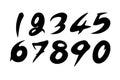 Numbers 0-9 written with a brush