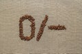 Numbers zero from coffee beans Royalty Free Stock Photo