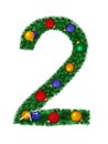 Numeral from christmas decoration - 2 Royalty Free Stock Photo