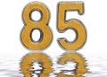 Numeral 85, eighty five, reflected on the water surface, isolate Royalty Free Stock Photo
