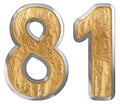 Numeral 81, eighty one, isolated on white background, 3d render Royalty Free Stock Photo