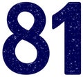 Numeral 81, eighty one, star sky texture imitation, isolated on white background, 3d render Royalty Free Stock Photo