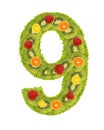 Numeral from fruit - 9
