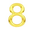 Numeral 8, Golden balloon number eight isolated on white background, 3D Rendering