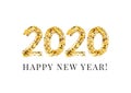 2020 numeral hand lettering. Dry brush texture effect. Happy New Year. Merry Christmas. Vector Illustration Royalty Free Stock Photo