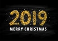 2019 numeral hand lettering. Happy New Year. Merry Christmas. Graduation. Vector Illustration Royalty Free Stock Photo