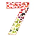 Numeral made from fruits and vegetables, isolated