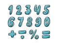 Numeral set from 0 to 10, mathematical signs plus,