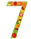 Numeral seven from fruit on white background is insulated