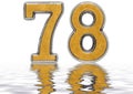 Numeral 78, seventy eight, reflected on the water surface