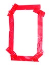 Numeral 0 symbol made of red tape pieces, isolated on the white