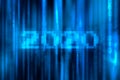 Numeric 2020 with Falling Random Numbers. Blue Matrix Background. Stream of Decimal Digits & x28;Happy New Year 2020 concept Royalty Free Stock Photo