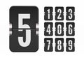 Numeric flip scoreboard set for black countdown timer or web page watch or calendar. Vector illustration
