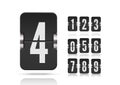 Numeric flip scoreboard set with reflections floating on different heights for vector black web countdown timer