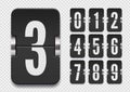 Numeric flip scoreboard set with shadows for dark countdown timer or web page watch or calendar. Vector illustration