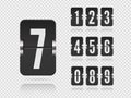 Numeric floating flip scoreboard set with reflections for dark Vector countdown timer or web page watch or calendar